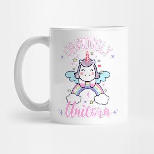 Obviously A Unicorn, Cute Unicorn On A Rainbow Mug